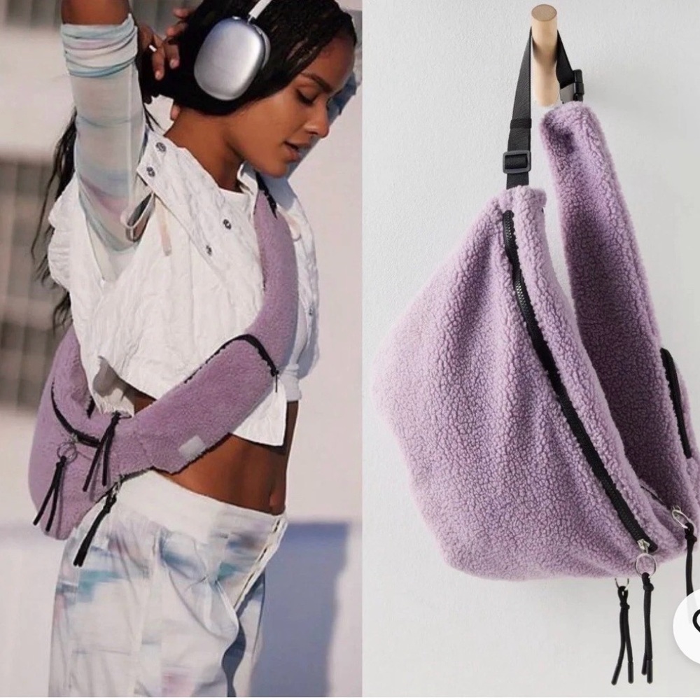 NWT Free People Overachiever Sherpa Sling Bag Lavender Purple crossbody